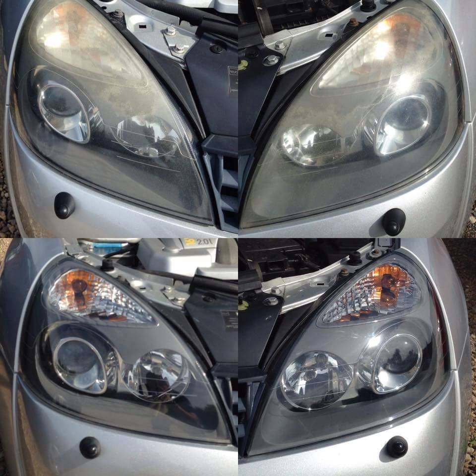 Cloudy headlight restored to clear on a silver Mercedes-Benz A-Class in Essex