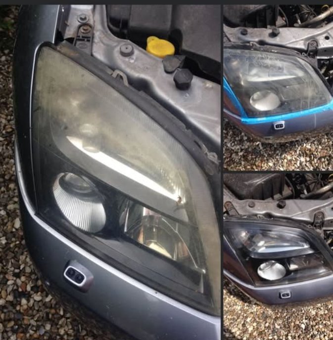 Vauxhall Vectra headlight restoration before and after results in Essex